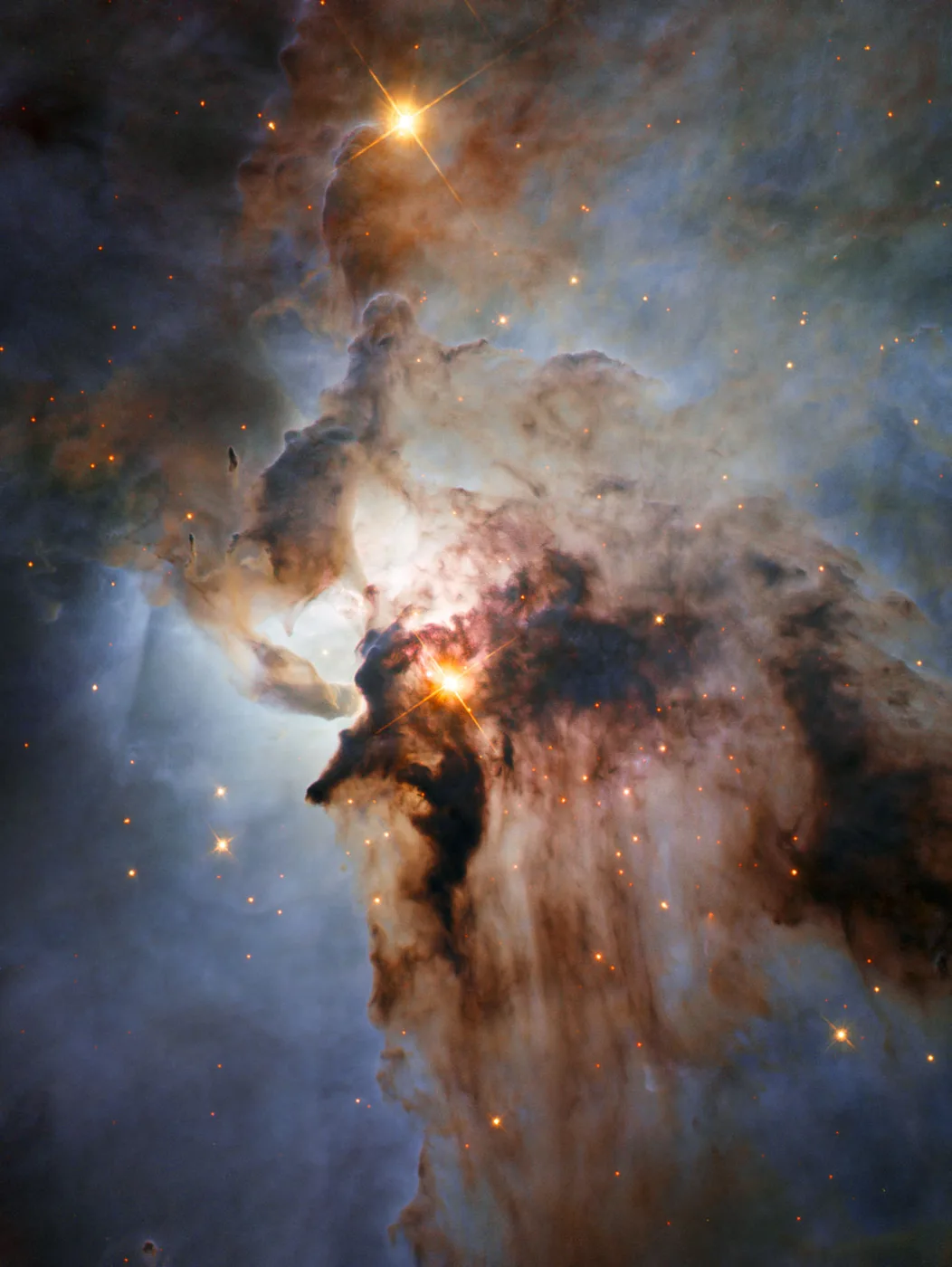 La nébuleuse de la Lagune, nuage d'émission et jeunes étoiles